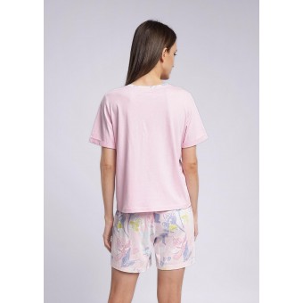 Комплект  женский       модал    футболка с шортами   розовый