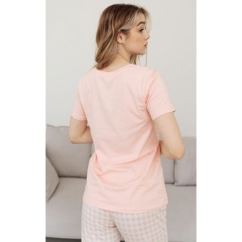 Пижама  женская       трикотажная    футболка с брюками   розовая