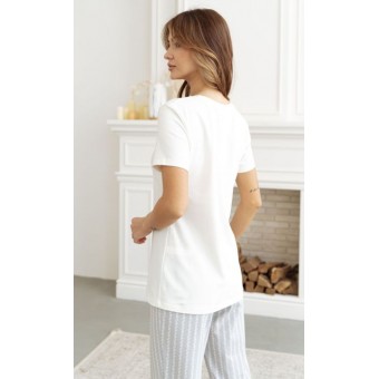 Пижама  женская       трикотажная    футболка с брюками   белая