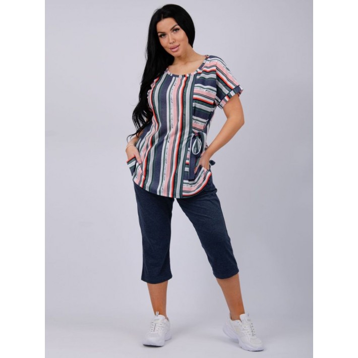 Костюм женский из кулирки футболка с бриджами