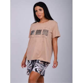 Пижама  женская       из кулирки    футболка с шортами