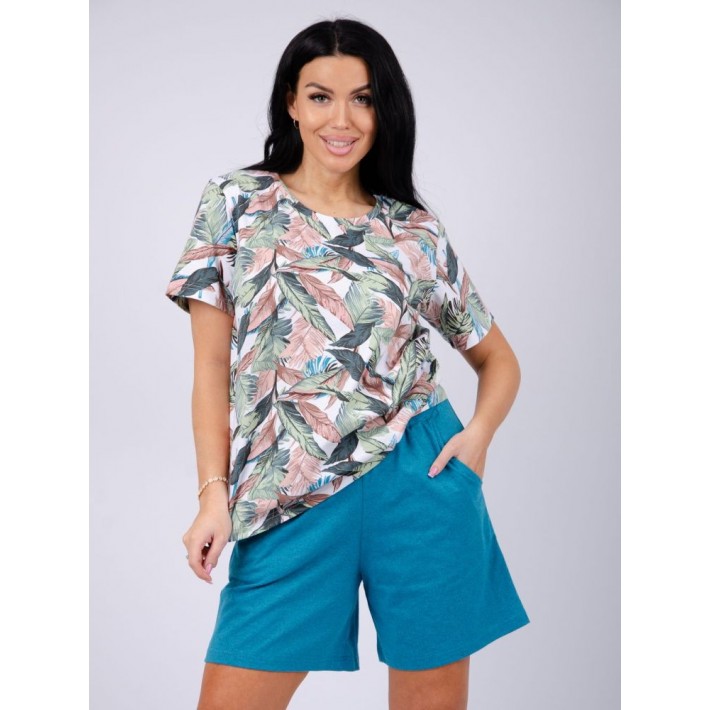 Костюм женский из кулирки футболка с шортами