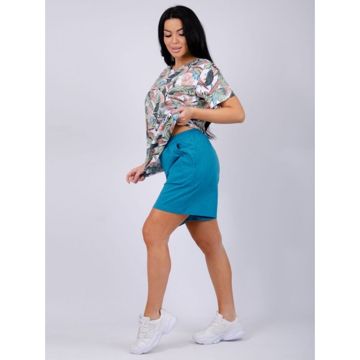 Костюм женский из кулирки футболка с шортами