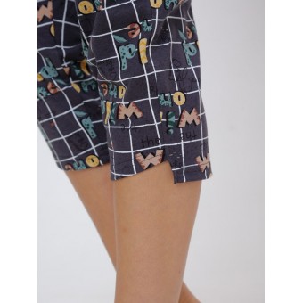 Костюм  женский       из кулирки    футболка с брюками   серый  Клетка Kuzina  