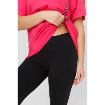 Костюм  женский       из кулирки    футболка с брюками с коротким рукавом  Розовый, Черный  однотонный Kuzina Одежда