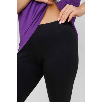 Костюм  женский       из кулирки    футболка с брюками с коротким рукавом  Фиолетовый, Черный  однотонный Kuzina