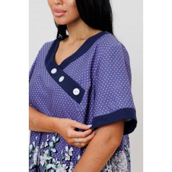 Костюм  женский       из кулирки    футболка с брюками   фиолетовый  Цветы Kuzina