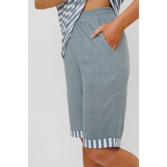 Костюм  женский       из кулирки    футболка с брюками   Белый, Серый  Полоска Kuzina