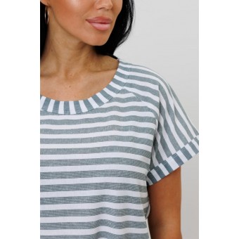 Костюм  женский       из кулирки    футболка с брюками   Белый, Серый  Полоска Kuzina