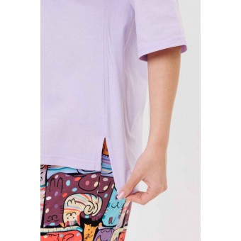 Костюм  женский       из кулирки    футболка с бриджами   фиолетовый  Животные Kuzina