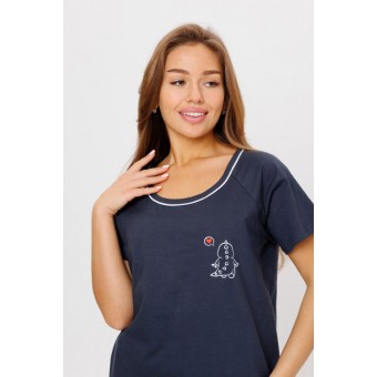 Костюм  женский       из кулирки    футболка с шортами   серый  Клетка Kuzina