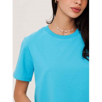 Костюм  женский       из футера    футболка с шортами   голубой  однотонный Kuzina Одежда