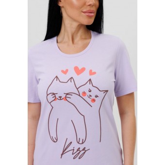 Костюм  женский       из кулирки    футболка с шортами   разноцветный  Животные Kuzina  