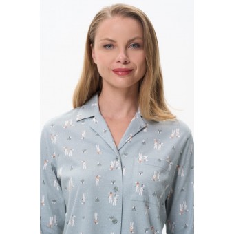 Пижама  женская       трикотажная   на пуговицах рубашка с брюками   зеленая     