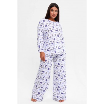 Пижама  женская       из кулирки    кофта с брюками      Kuzina Одежда