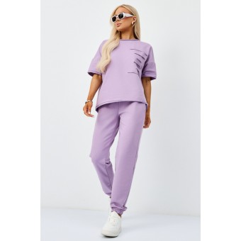 Костюм  женский       трикотажный    футболка с брюками   Сиреневый
