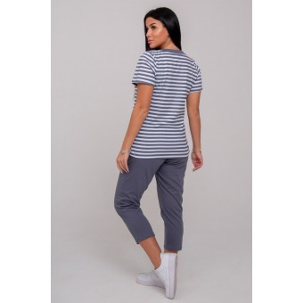 Пижама  женская       из кулирки    футболка с легинсами   Темно-серый