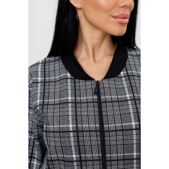 Костюм  женский       из футера   на молнии кофта с брюками   Серый, Черный  Клетка Kuzina