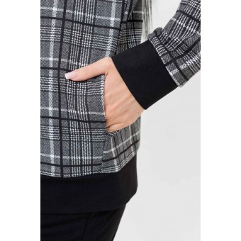 Костюм  женский       из футера   на молнии кофта с брюками   Серый, Черный  Клетка Kuzina