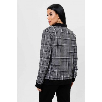 Костюм  женский       из футера   на молнии кофта с брюками   Серый, Черный  Клетка Kuzina