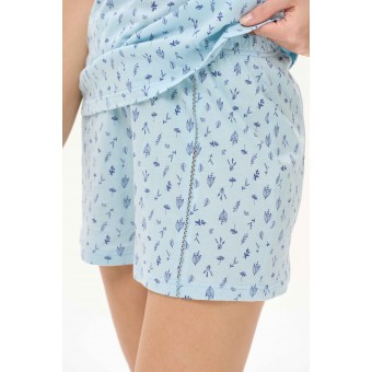 Пижама  женская       из кулирки    майка с шортами   голубая