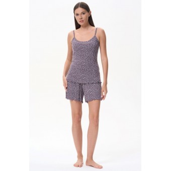 Пижама  женская       из вискозы    майка с шортами   Сливовый     