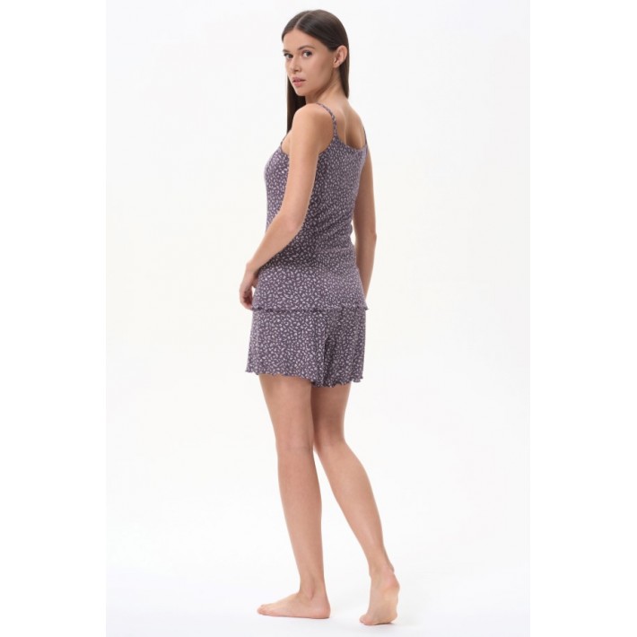 Пижама женская из вискозы майка с шортами Сливовый