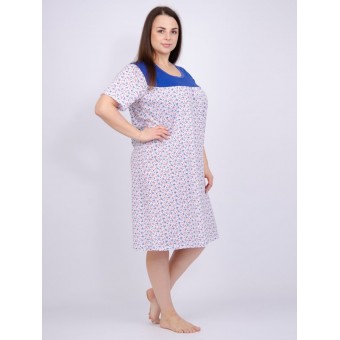 Сорочка  женская       из кулирки     с коротким рукавом  голубая     