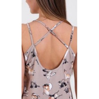 Сорочка  женская       из кулирки     на бретелях  бежевая