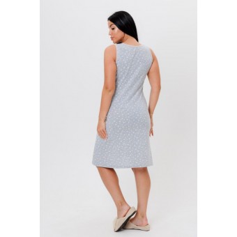 Сорочка  женская       из кулирки     без рукавов  серая  Горох