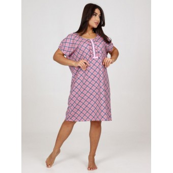 Сорочка  женская       из кулирки     с коротким рукавом  розовая