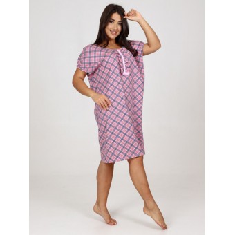 Сорочка  женская       из кулирки     с коротким рукавом  розовая