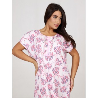 Сорочка  женская       из кулирки     с коротким рукавом  розовая