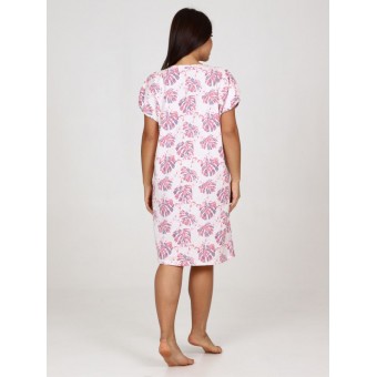 Сорочка  женская       из кулирки     с коротким рукавом  розовая