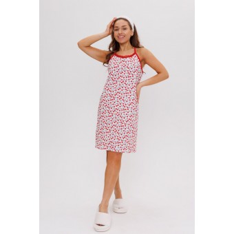 Сорочка  женская       Лапша     на бретелях  красная  Ягоды