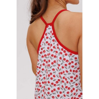 Сорочка  женская       Лапша     на бретелях  красная  Ягоды