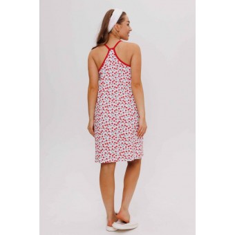 Сорочка  женская       Лапша     на бретелях  красная  Ягоды