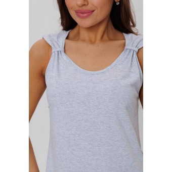 Сорочка  женская       из кулирки     без рукавов  серая  однотонная