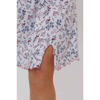 Сорочка  женская       из кулирки     на бретелях  розовая  Цветы