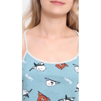 Сорочка  женская       из кулирки     на бретелях  голубая