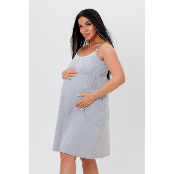 Сорочка  женская       из кулирки     без рукавов  серая  однотонная