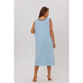 Сорочка  женская       из кулирки     без рукавов  голубая  Цветы