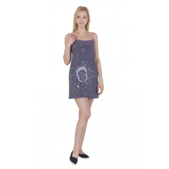 Сорочка  женская       из кулирки     на бретелях  синяя