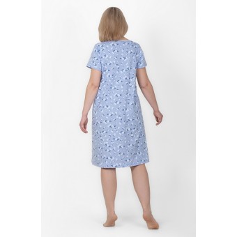 Сорочка  женская       из кулирки     с коротким рукавом  синяя