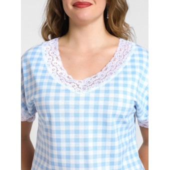 Сорочка  женская       из кулирки     с коротким рукавом  голубая
