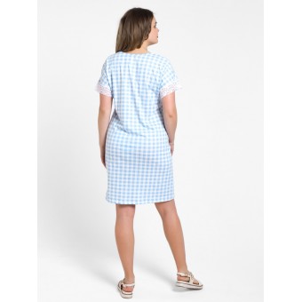 Сорочка  женская       из кулирки     с коротким рукавом  голубая