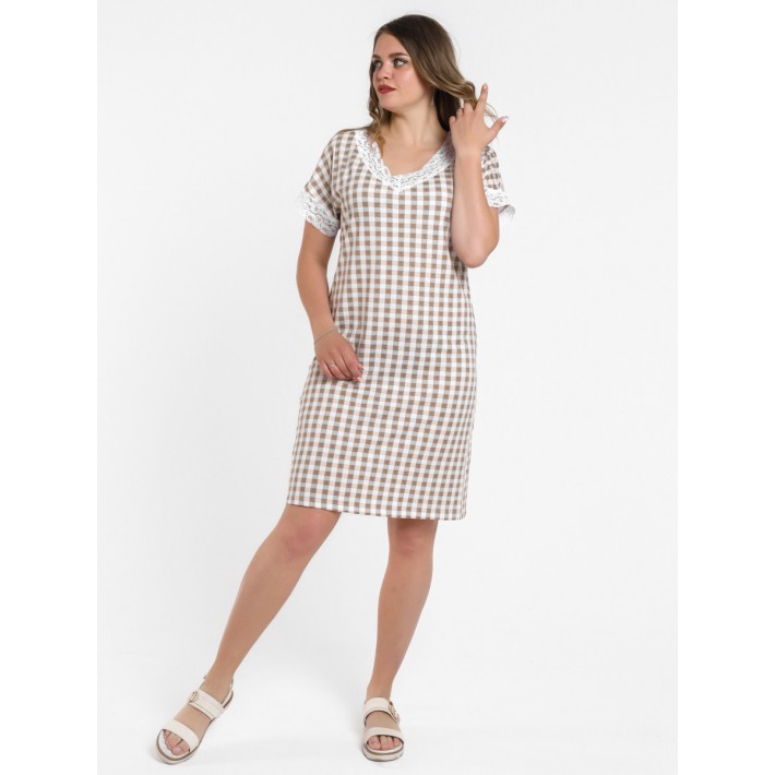 Сорочка женская из кулирки с коротким рукавом коричневая