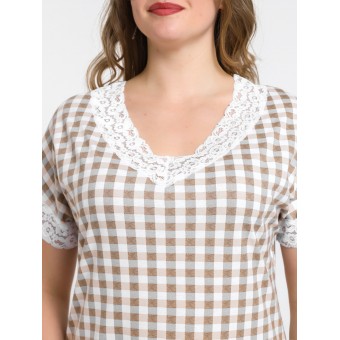 Сорочка  женская       из кулирки     с коротким рукавом  коричневая