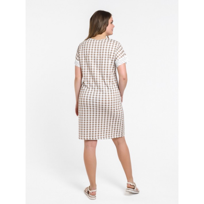 Сорочка женская из кулирки с коротким рукавом коричневая