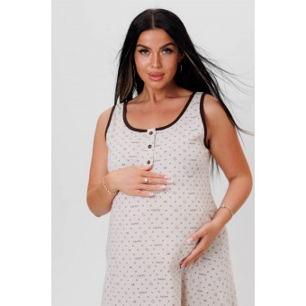 Сорочка  женская       из кулирки     без рукавов  розовая  Принт